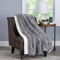 Lavish Home Lavish Home 66-Throw029 Soft Hypoallergenic Long Pile Faux Rabbit Fur Blanket with Sherpa Back Throw Luxurious; 60 x 70 in. - Pewter 66-Throw029
